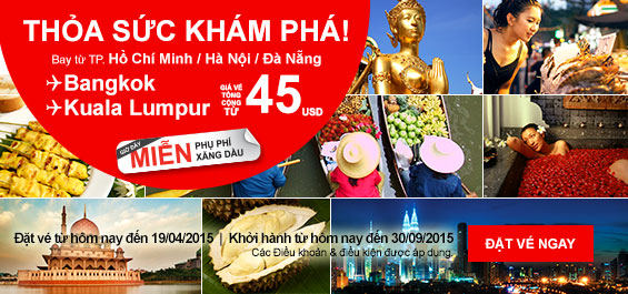 Vé máy bay giá rẻ - Chương trình khuyến mãi Air Asia: Thỏa Sức Khám Phá!